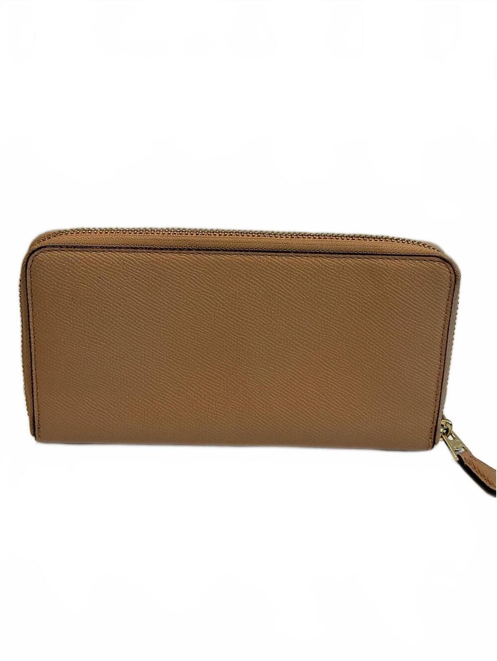 Coach Zip-Around Leather Wallet in Tan with Card Slots and Exterior Pocket - Picture 2 of 9